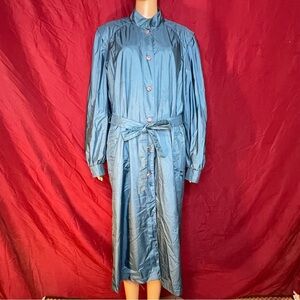 Vintage 80’s Fleetstreet Teal Belted Rain Trench Coat Size 18